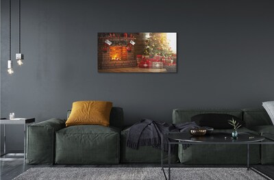 Quadro de vidro Presentes para lareira de árvore de Natal