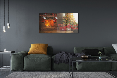 Quadro de vidro Presentes para lareira de árvore de Natal