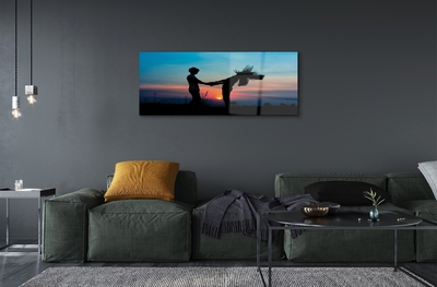Quadro de vidro Pessoas pôr do sol céu