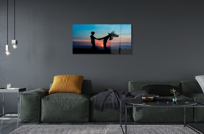 Quadro de vidro Pessoas pôr do sol céu