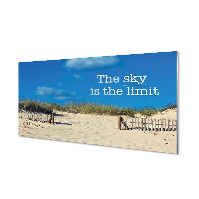 Pintura em vidro Inscrição no céu da praia