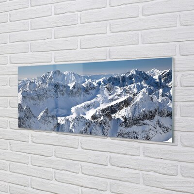 Pintura em vidro Montanhas neve de inverno