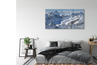 Pintura em vidro Montanhas neve de inverno