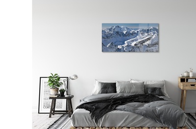 Pintura em vidro Montanhas neve de inverno