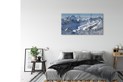 Pintura em vidro Montanhas neve de inverno