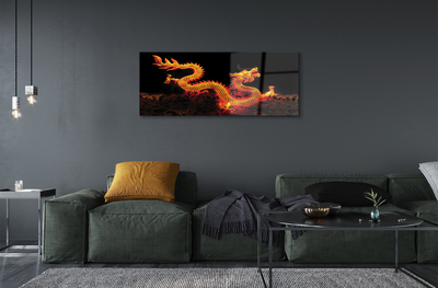 Quadro de vidro Dragão dourado
