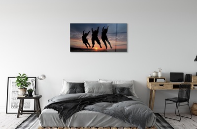 Pintura em vidro Pessoas pôr do sol nuvens