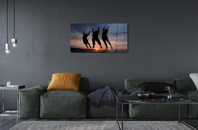 Pintura em vidro Pessoas pôr do sol nuvens