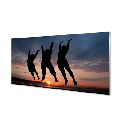 Pintura em vidro Pessoas pôr do sol nuvens