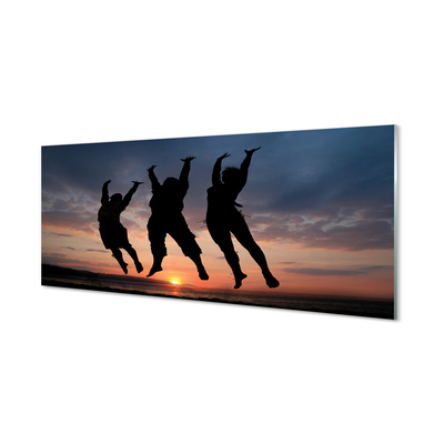 Pintura em vidro Pessoas pôr do sol nuvens