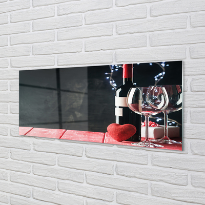 Quadro de vidro Taça de vinho em forma de coração