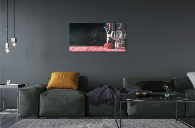 Quadro de vidro Taça de vinho em forma de coração