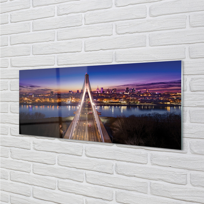 Quadro de vidro Panorama do Rio Ponte de Varsóvia