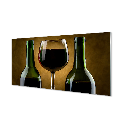 Quadro de vidro Uma taça de 2 garrafas de vinho