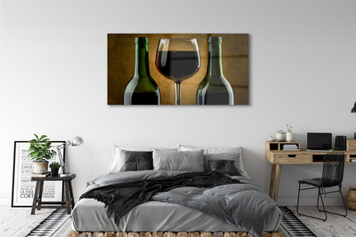 Quadro de vidro Uma taça de 2 garrafas de vinho