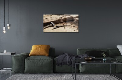 Quadro de vidro Martelo de espinhos cruzados