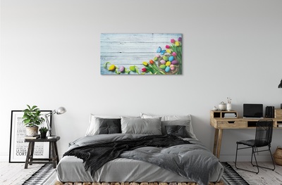Quadro de vidro Ovos tulipas borboleta