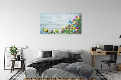 Quadro de vidro Ovos tulipas borboleta