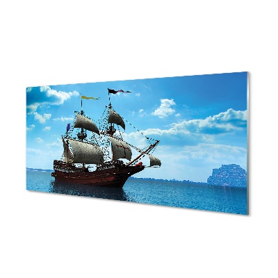 Quadro de vidro Navio céu nuvens mar