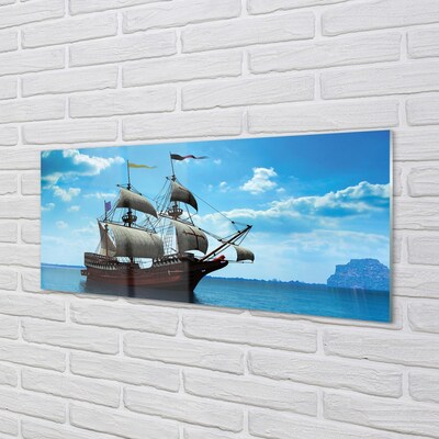 Quadro de vidro Navio céu nuvens mar