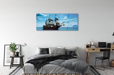 Quadro de vidro Navio céu nuvens mar