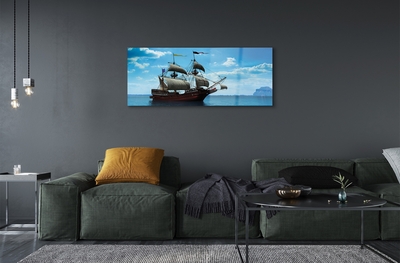 Quadro de vidro Navio céu nuvens mar