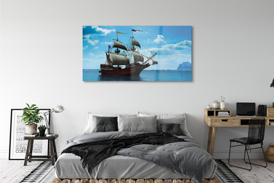 Quadro de vidro Navio céu nuvens mar