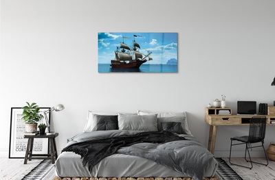 Quadro de vidro Navio céu nuvens mar