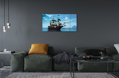 Quadro de vidro Navio céu nuvens mar