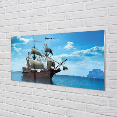 Quadro de vidro Navio céu nuvens mar