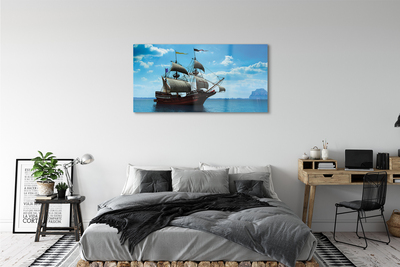 Quadro de vidro Navio céu nuvens mar