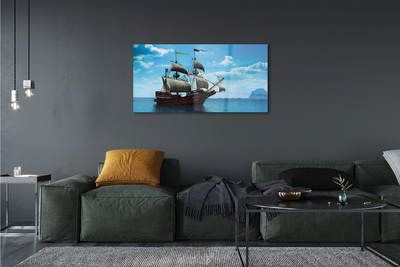 Quadro de vidro Navio céu nuvens mar