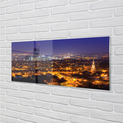 Quadro de vidro Panorama noturno da cidade de Gdansk