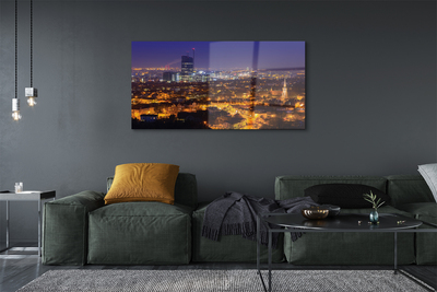 Quadro de vidro Panorama noturno da cidade de Gdansk