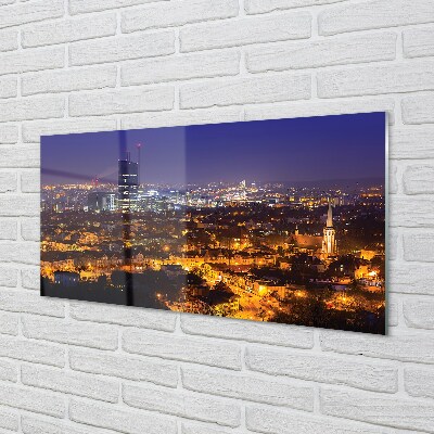 Quadro de vidro Panorama noturno da cidade de Gdansk