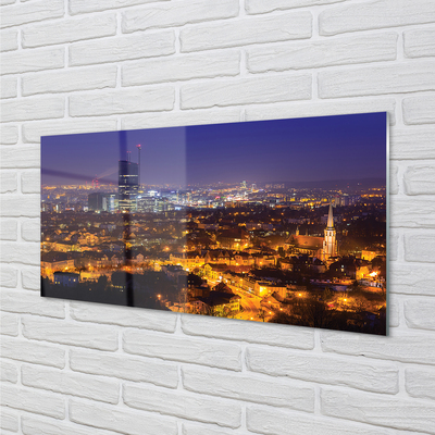 Quadro de vidro Panorama noturno da cidade de Gdansk