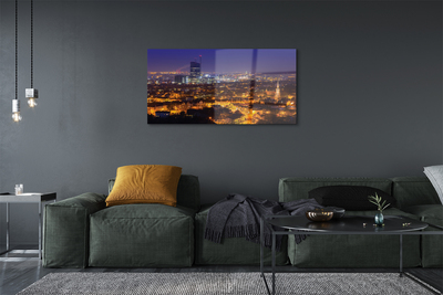 Quadro de vidro Panorama noturno da cidade de Gdansk
