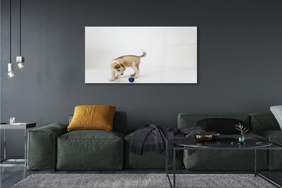 Pintura em vidro Um cachorro brincando