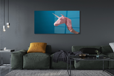 Pintura em vidro Unicórnio de origami rosa