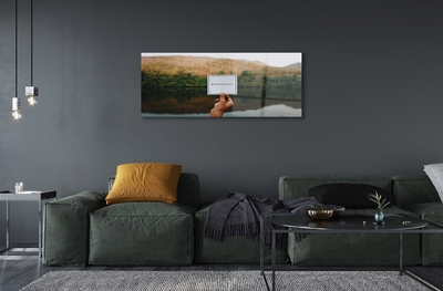 Pintura em vidro Panorama da inscrição mão