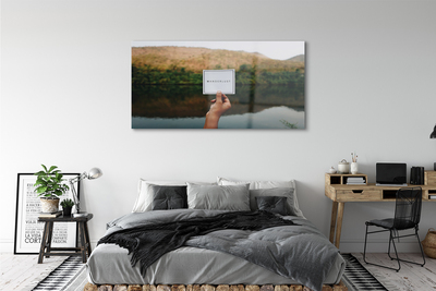 Pintura em vidro Panorama da inscrição mão