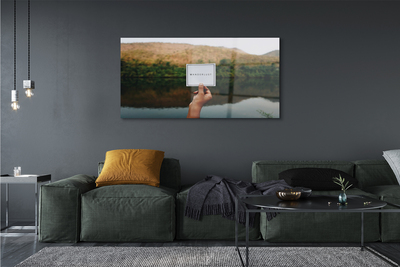 Pintura em vidro Panorama da inscrição mão