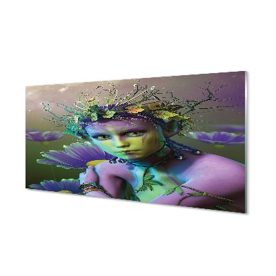 Quadro de vidro Mulher elfa flores