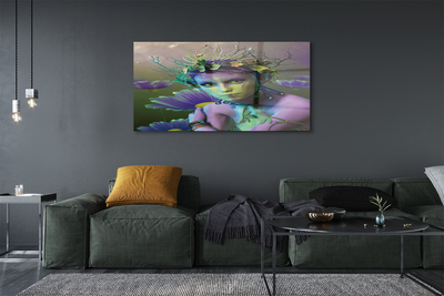Quadro de vidro Mulher elfa flores