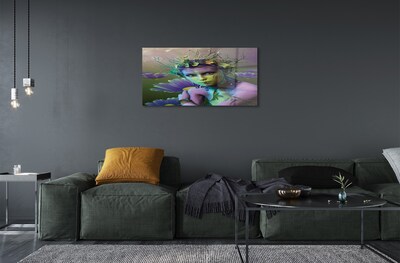 Quadro de vidro Mulher elfa flores