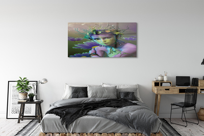 Quadro de vidro Mulher elfa flores