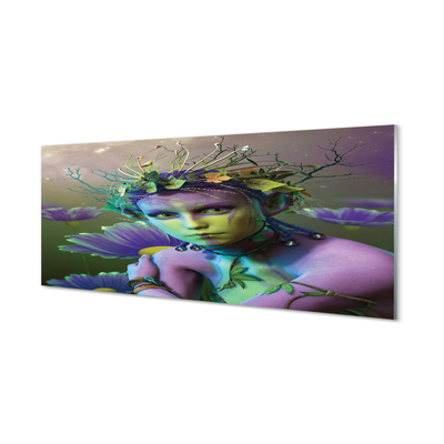 Quadro de vidro Mulher elfa flores