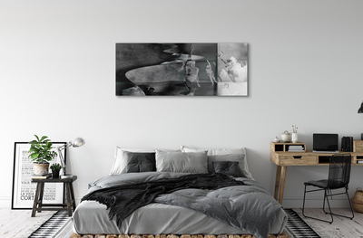 Pintura em vidro Pessoas do céu preto e branco