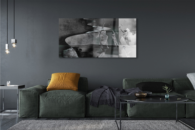 Pintura em vidro Pessoas do céu preto e branco