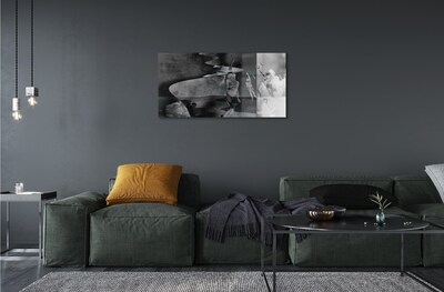 Pintura em vidro Pessoas do céu preto e branco